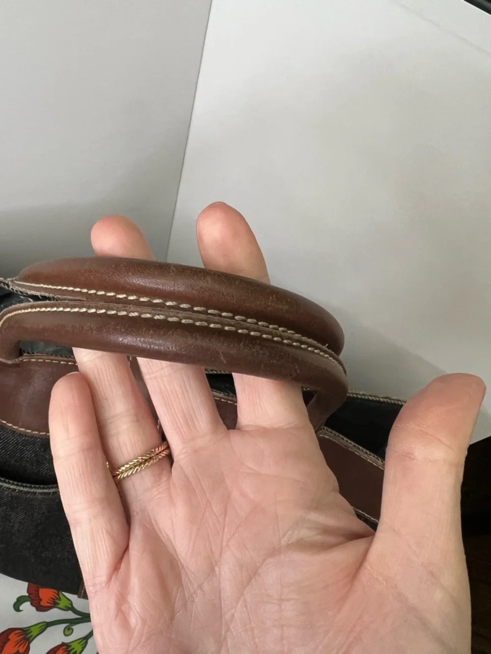 CHANEL Black Denim Tote with Brown Leather Trim and Gold CC Turnlock Accent - Picture 6 of 11